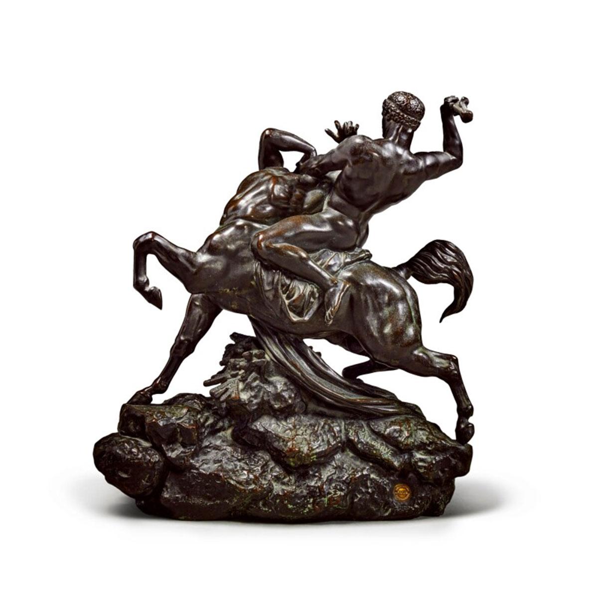 Patinated Bronze Statue of Theseus and the Centaur by Antoine-Louis Barye  For Sale 1