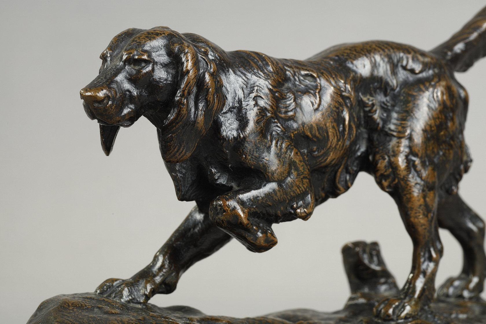 Spaniel n°1 - Sculpture Scuola francese di Antoine-Louis Barye