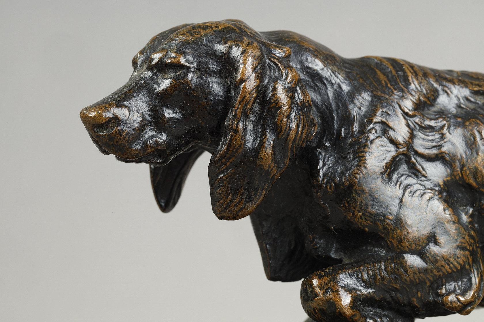 Spaniel n°1 - Figurative Sculpture Oro di Antoine-Louis Barye
