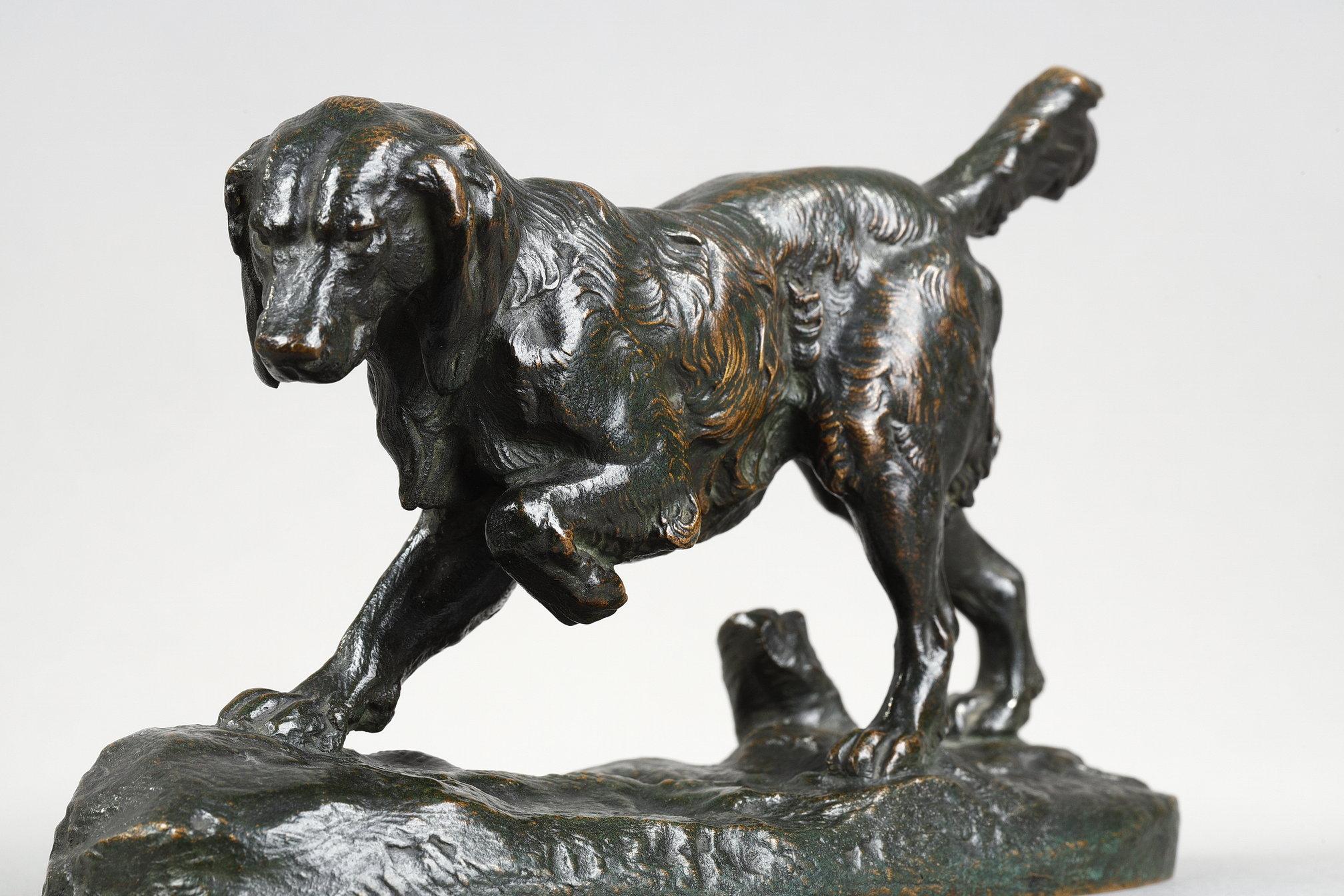 Spaniel n°1 - Figurative Sculpture Oro di Antoine-Louis Barye