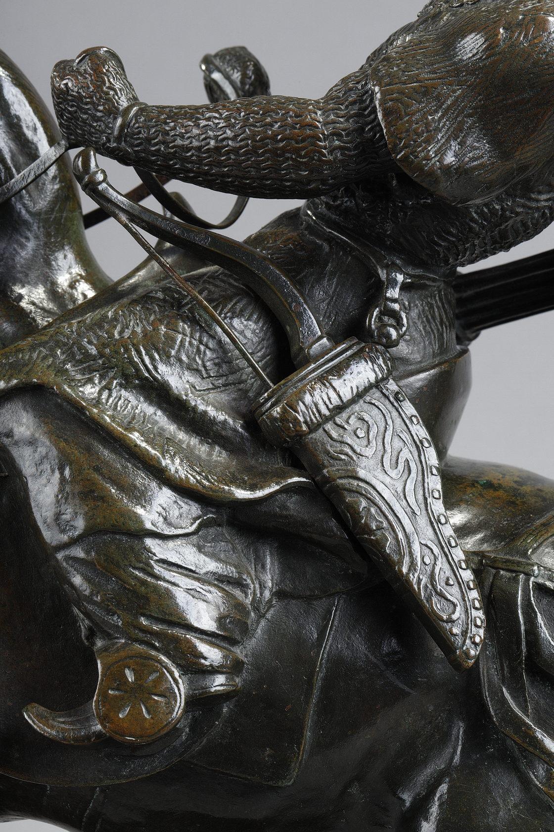 Le guerrier du Tartar arrêtant son cheval, sculpture en bronze en vente 8
