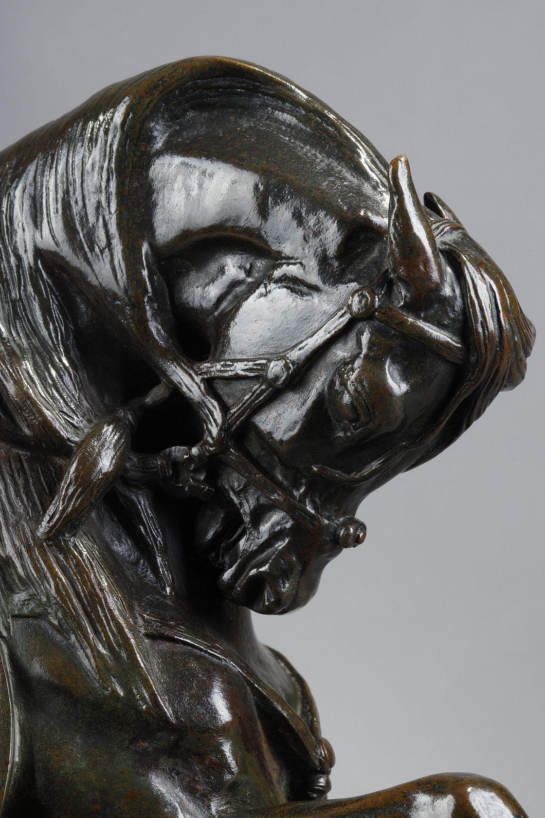 Le guerrier du Tartar arrêtant son cheval, sculpture en bronze en vente 2
