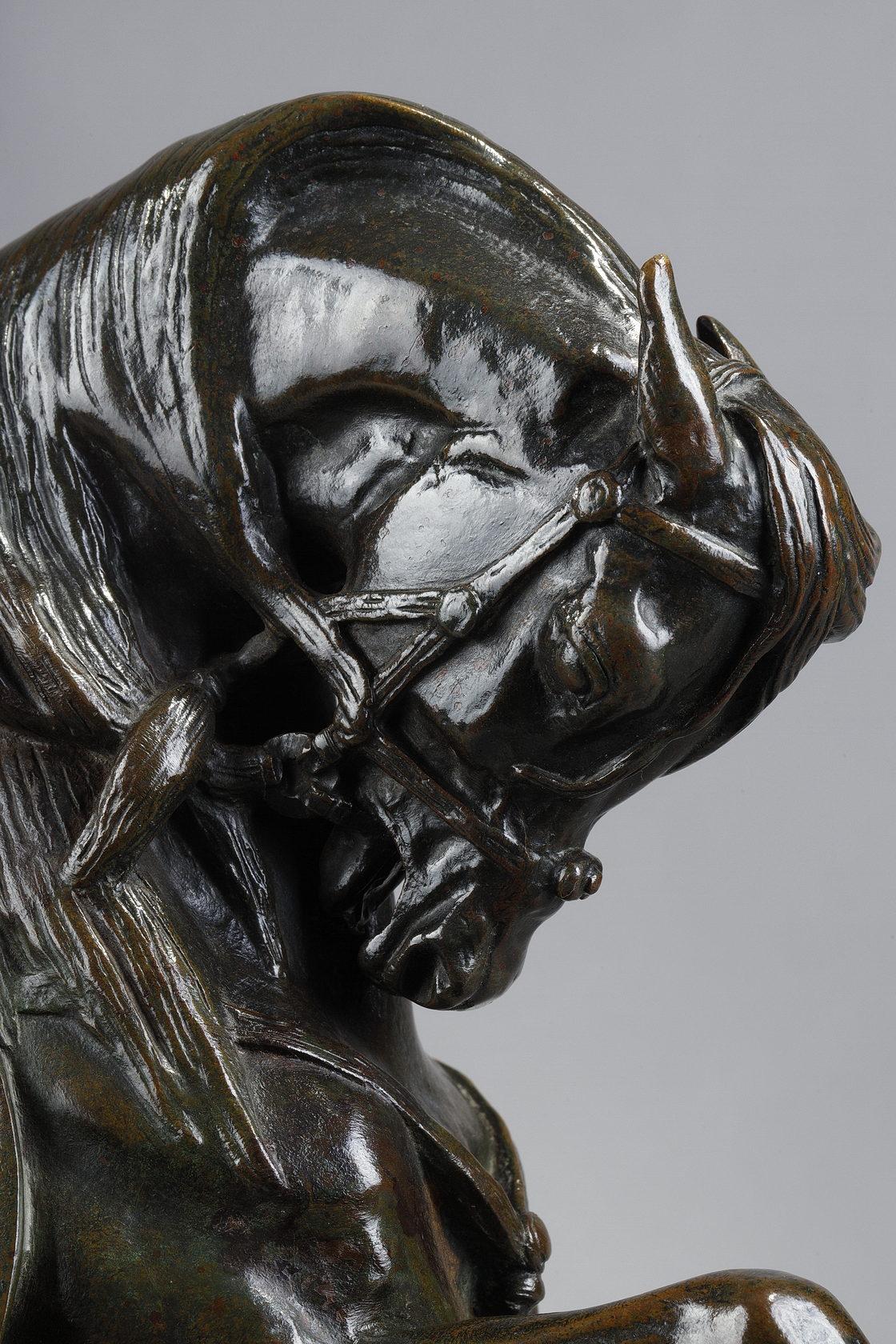 Le guerrier du Tartar arrêtant son cheval, sculpture en bronze 1