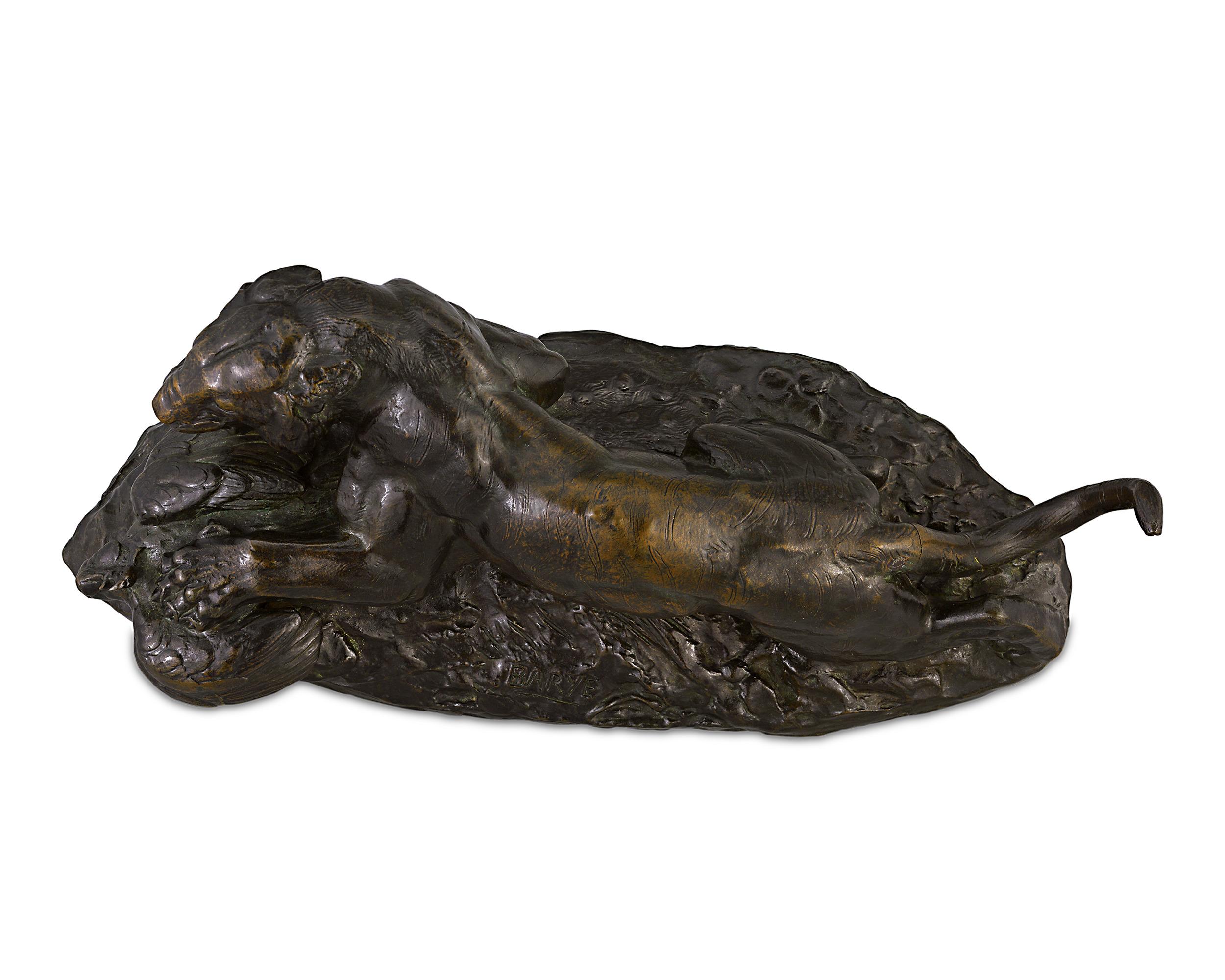 Tigre saissant un paon by Antoine-Louis Barye For Sale 2