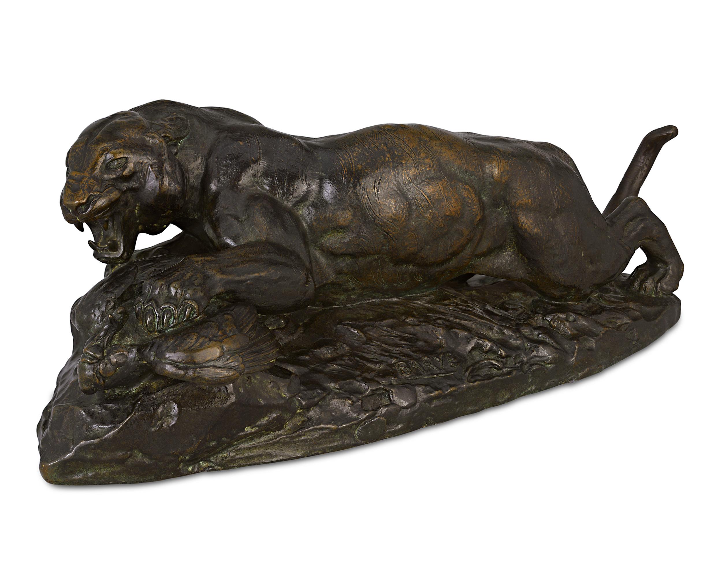 Tigre saissant un paon di Antoine-Louis Barye