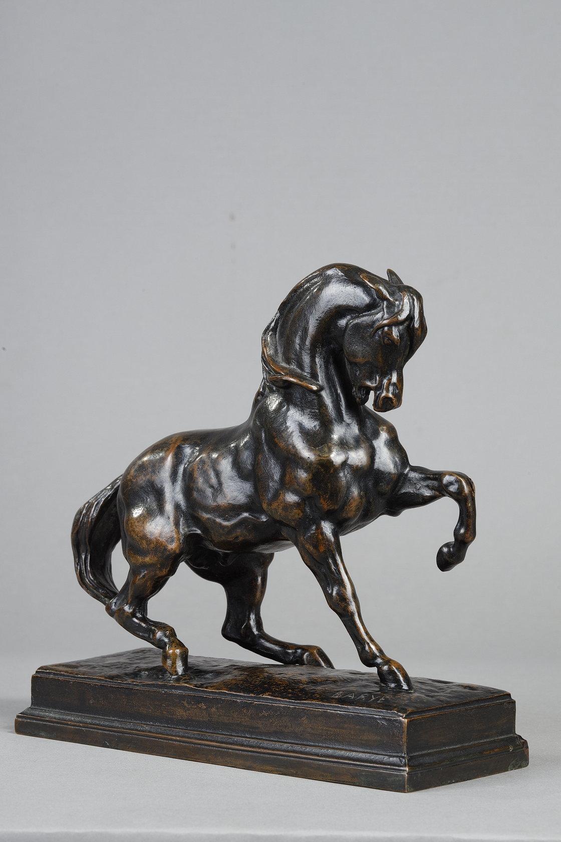 Caballo turco, escultura animal de bronce - Sculpture de Antoine-Louis Barye