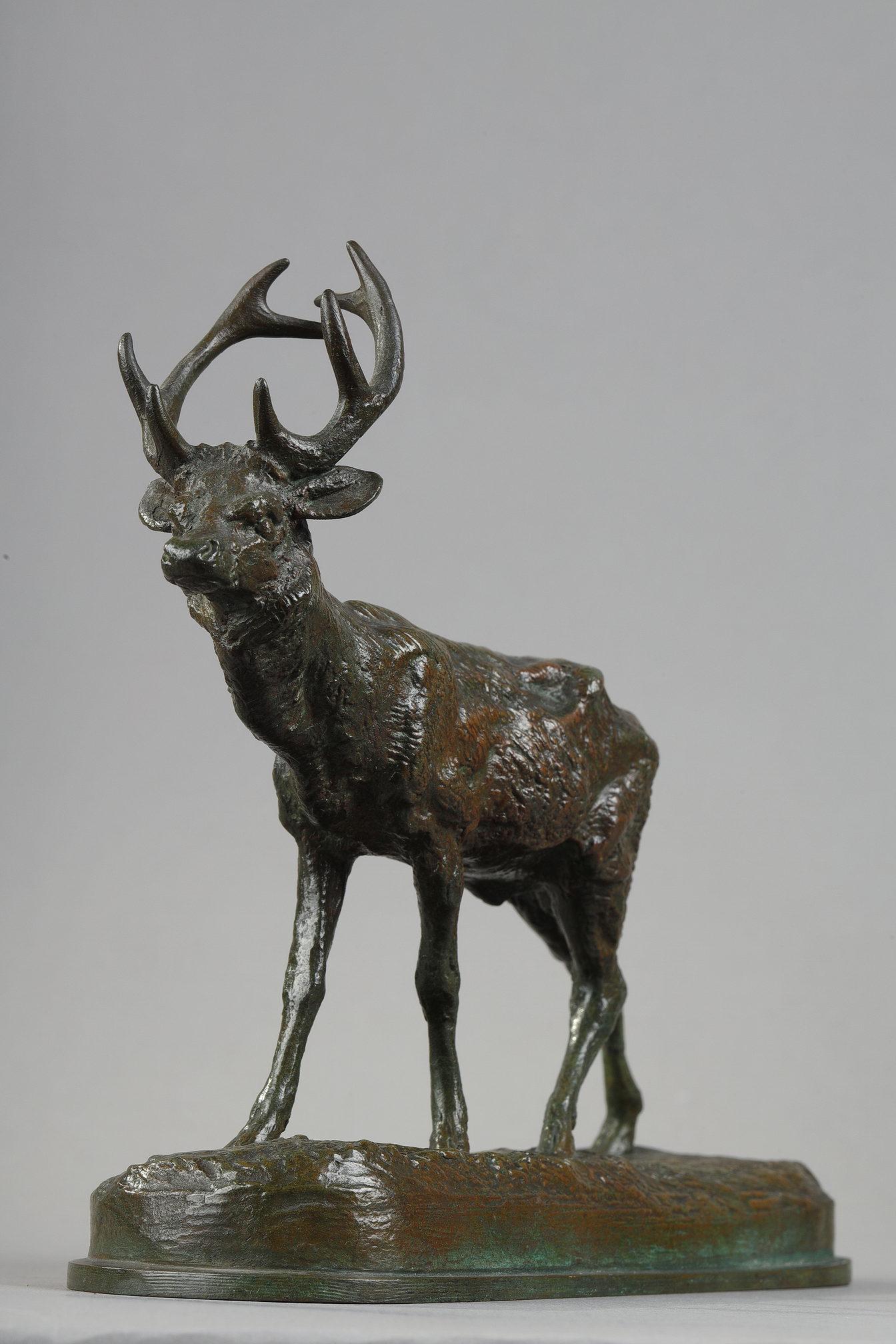 Walking deer N.2
by Antoine-Louis BARYE (1796-1875)
 
Bronze with a dark greenish brown patina
signed on the base 