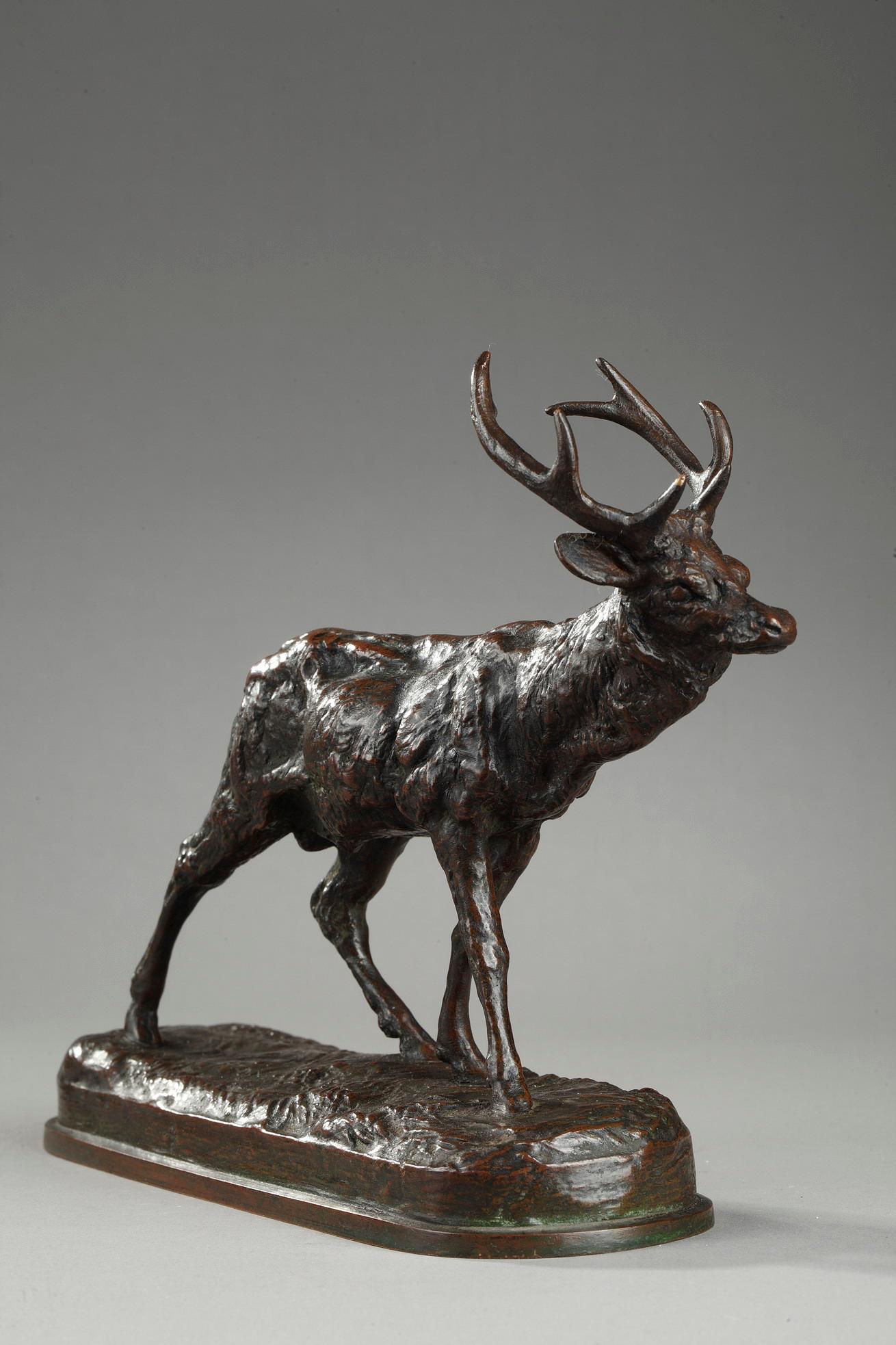 Walking Stag - Sculpture by Antoine-Louis Barye