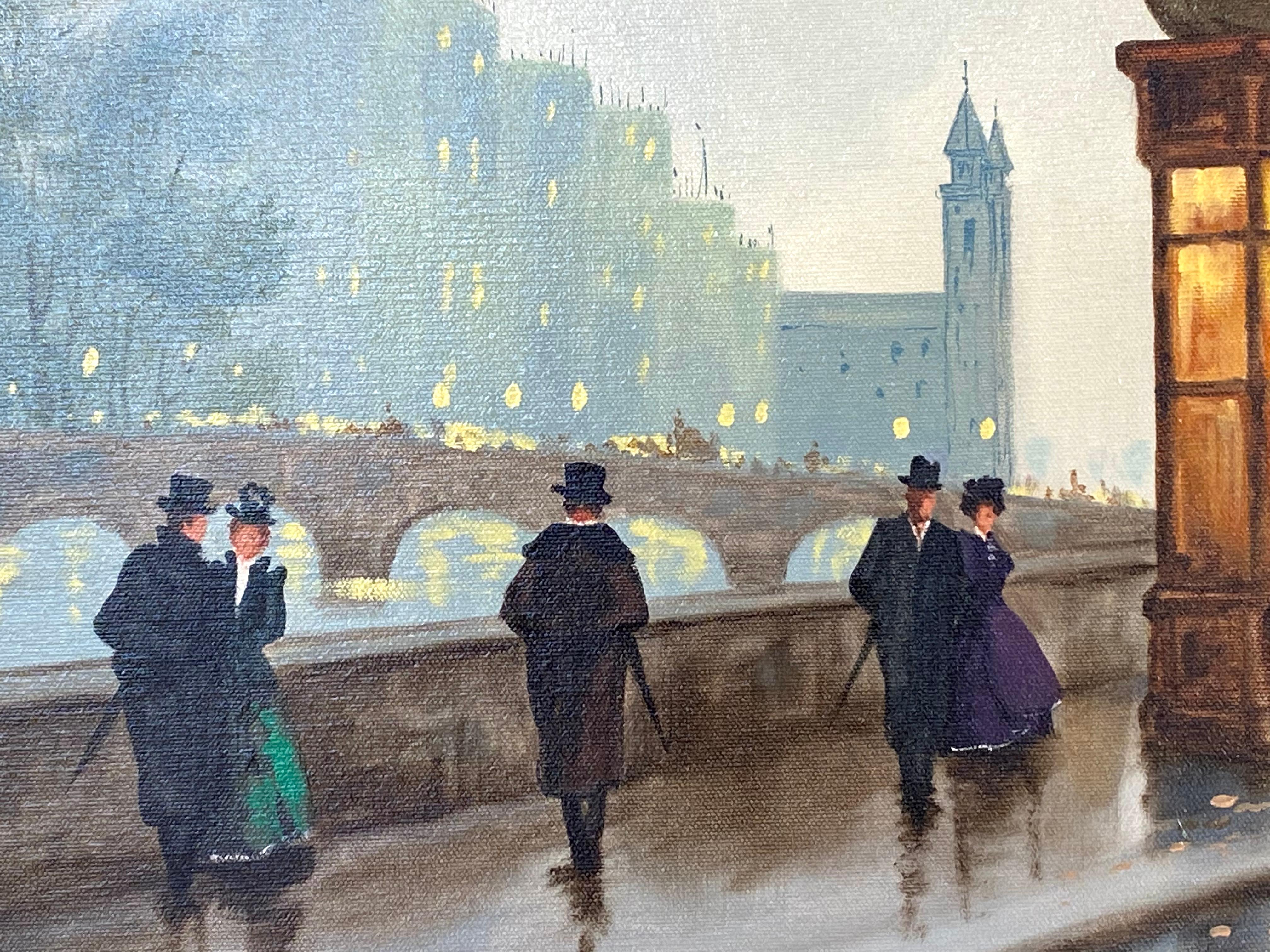 “Olden Days, Paris” - Post-Impressionist Painting by Antione Verdy