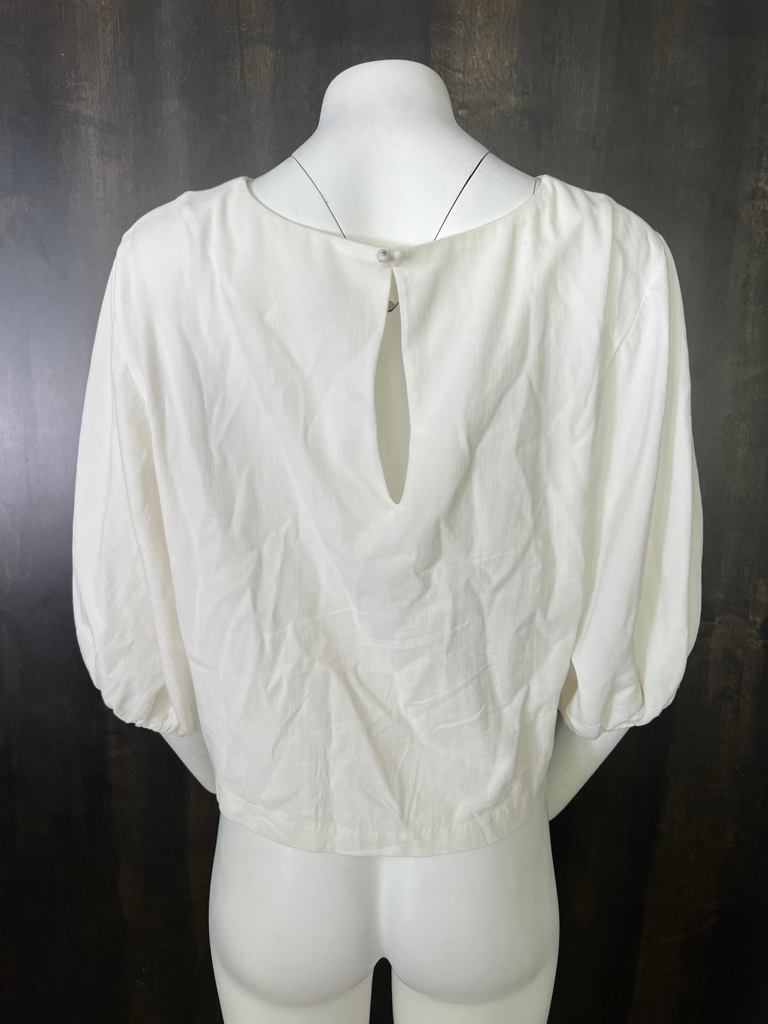 Antipast White Cotton Blouse Top, Size 2  For Sale 2