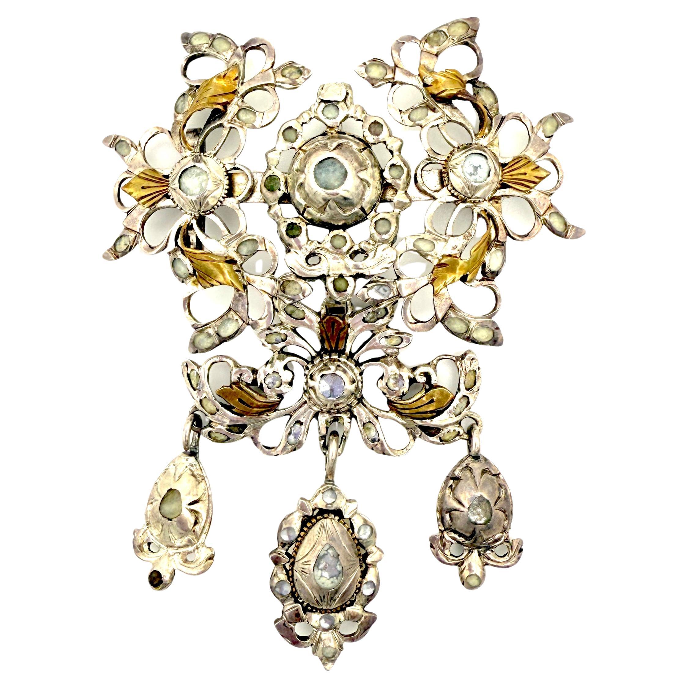 Antiqie 18th Century Slide Pendant Silver Silver Gilt Paste