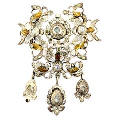 Antiqie 18th Century Slide Pendant Silver Silver Gilt Paste