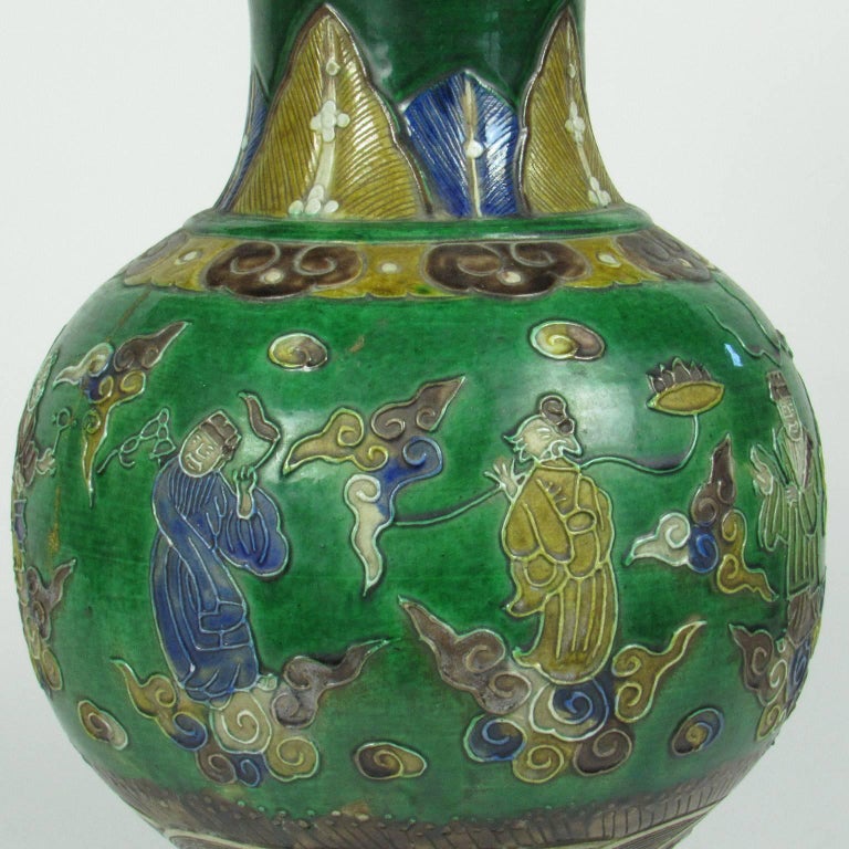 Antique Chinese Green Glaze Vase For Sale at 1stdibs