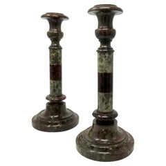 Antique Antiqu Pair English Cornish Serpentine Marble Candlesticks atib John Murphy 1850