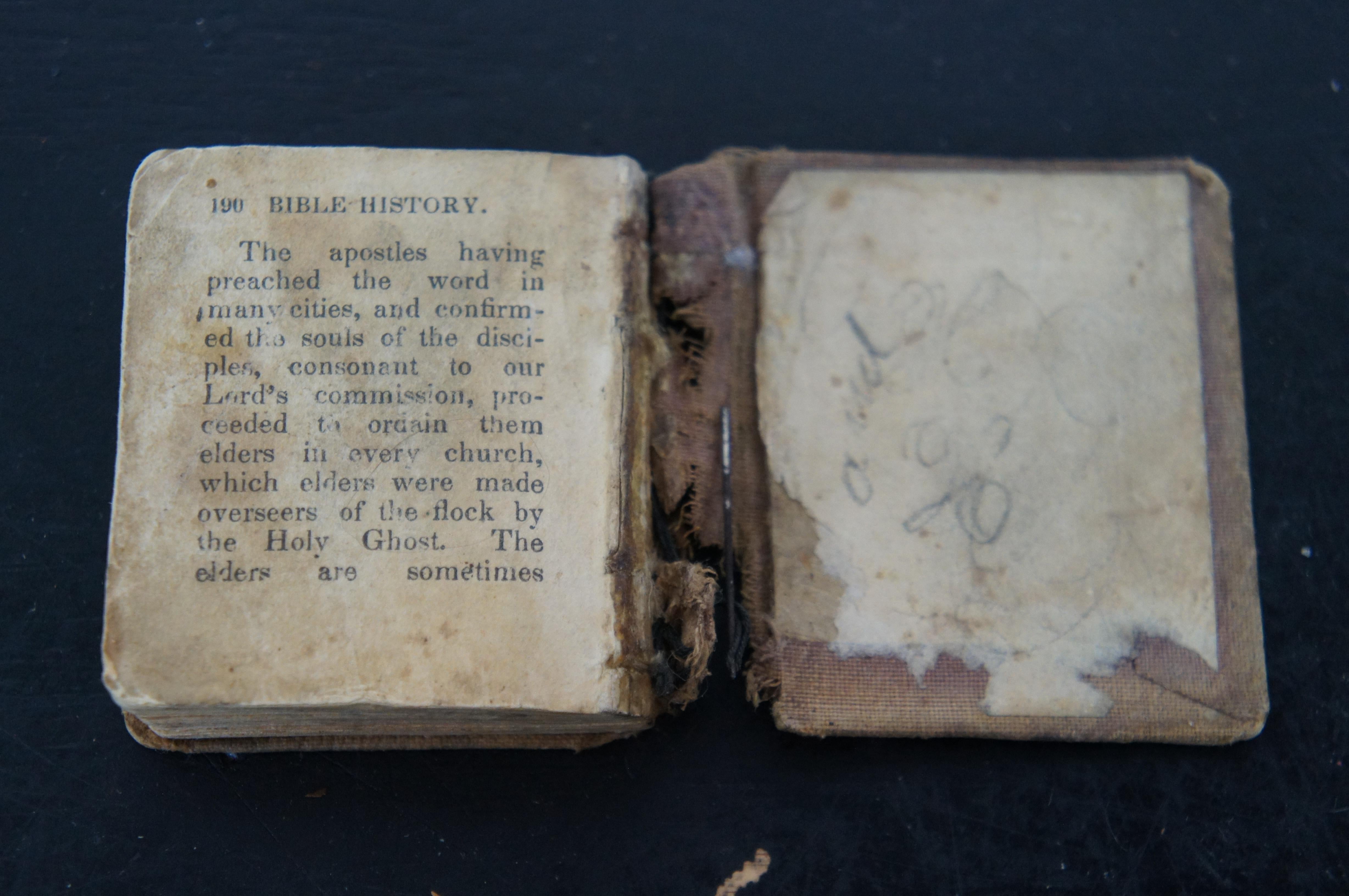Antiquarian Early 19th Century Bible History Miniature Book Cloth Cover 5