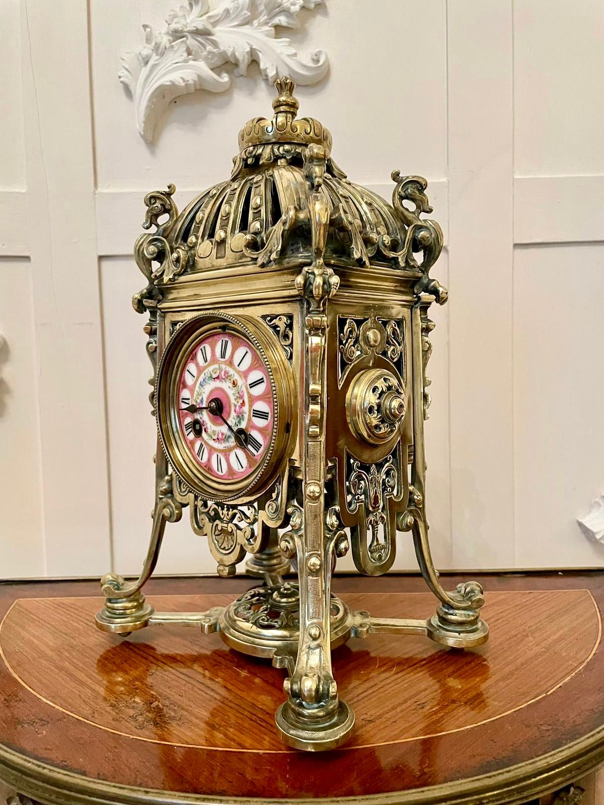 Antique French Brass Gilt Striking Mantel Clock by Henry Marcs & Japy Freres 3