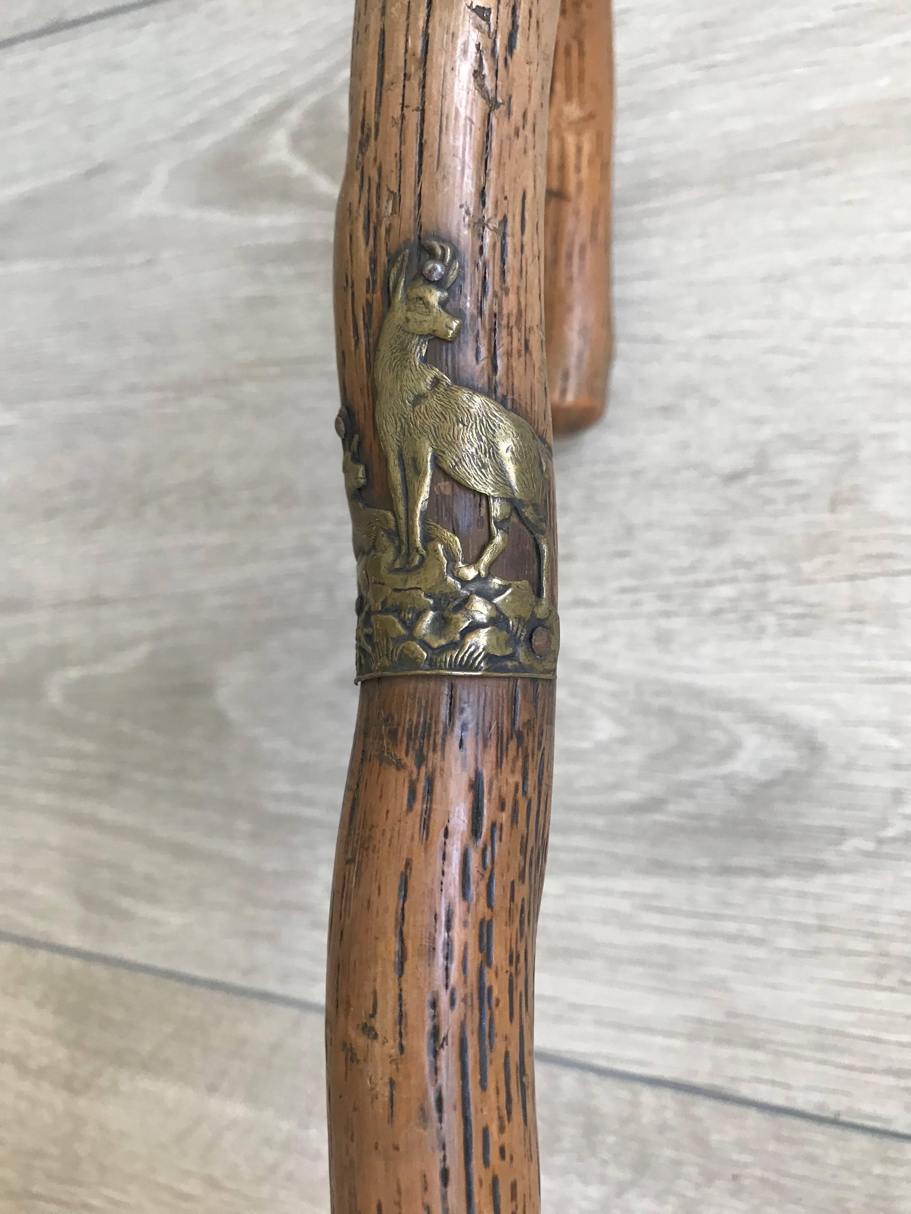 Hand-Crafted Antique and Strong Real Branch Wood Walking Stick or Cane