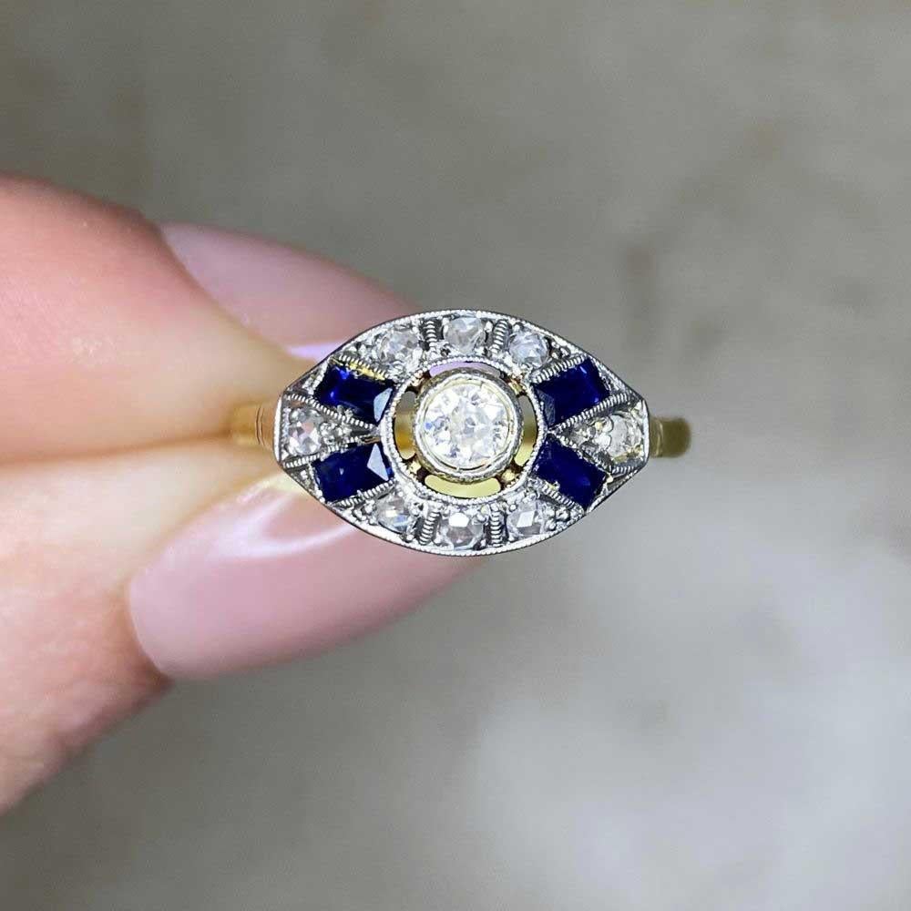 Antique 0.15ct Diamond Engagement Ring, I Color, Platinum & 18k Yellow Gold For Sale 4