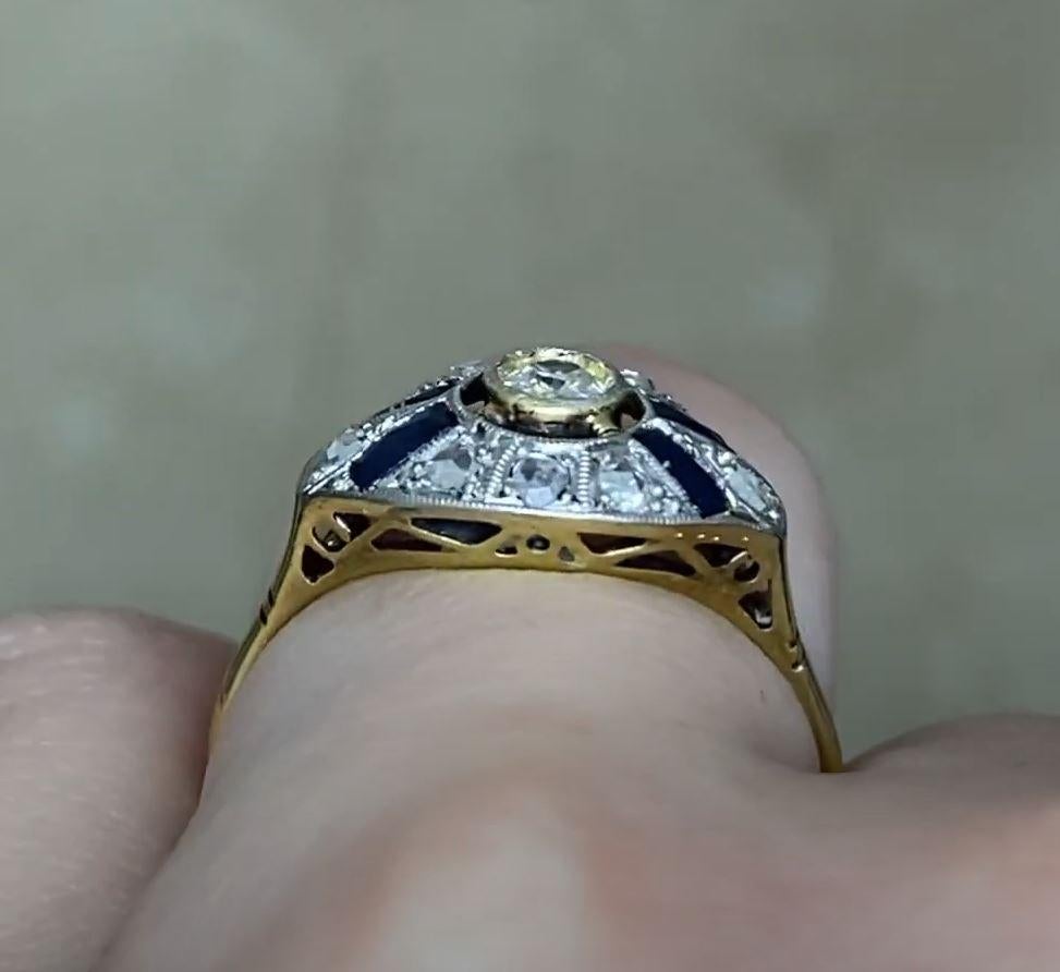 Antique 0.15ct Diamond Engagement Ring, I Color, Platinum & 18k Yellow Gold For Sale 2