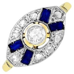 Antique 0.15ct Diamond Engagement Ring, I Color, Platinum & 18k Yellow Gold