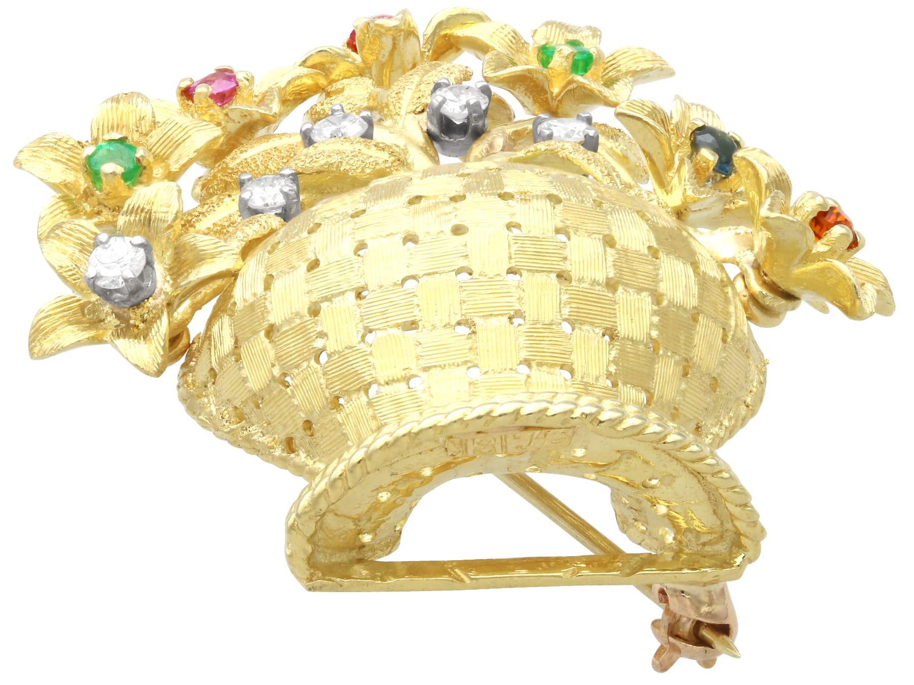 Antica spilla in oro giallo 18 ct. 0,15 ct. e diamanti 0,12 ct. in vendita 3