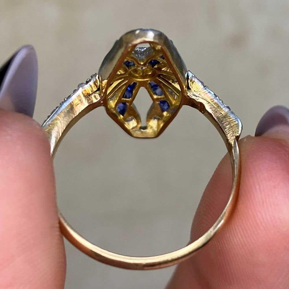 Antique 0.15ct Old European Cut Diamond Cocktail Ring, G Color, 18k Yellow Gold For Sale 6
