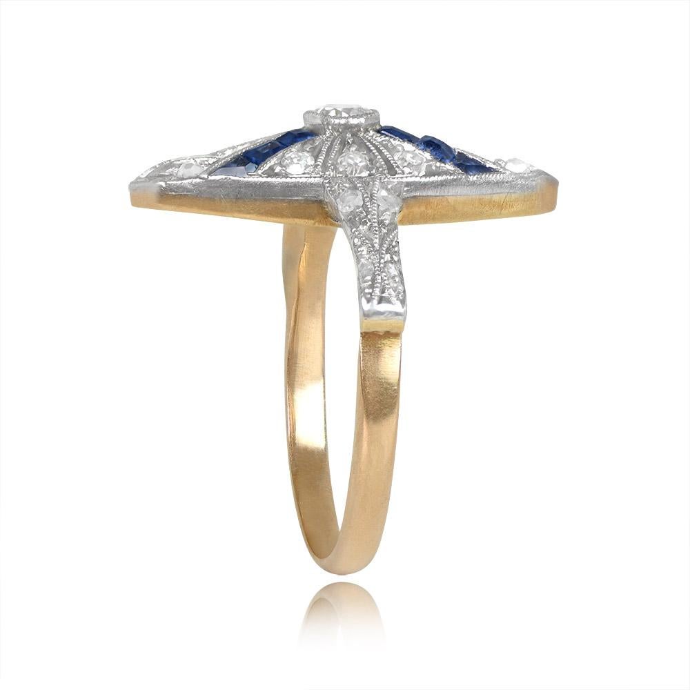 Edwardian Antique 0.15ct Old European Cut Diamond Cocktail Ring, G Color, 18k Yellow Gold For Sale
