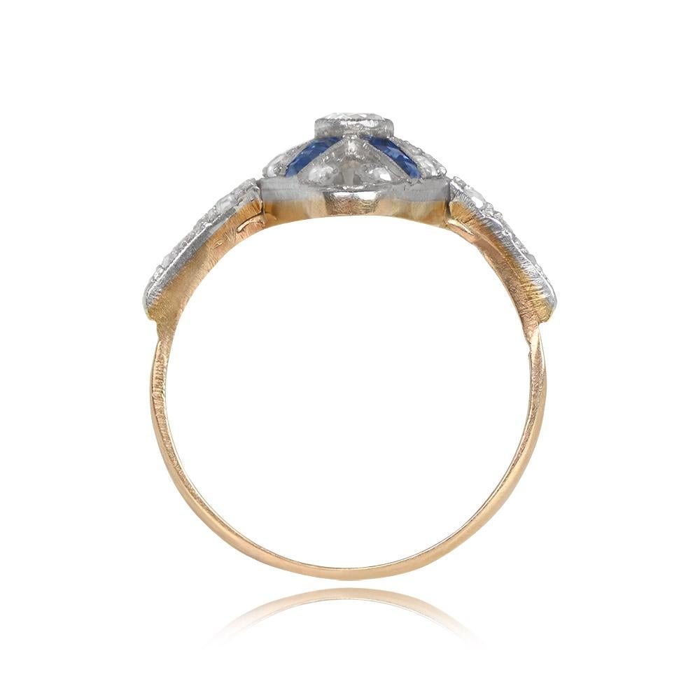 Antique 0.15ct Old European Cut Diamond Cocktail Ring, G Color, 18k Yellow Gold In Excellent Condition For Sale In New York, NY