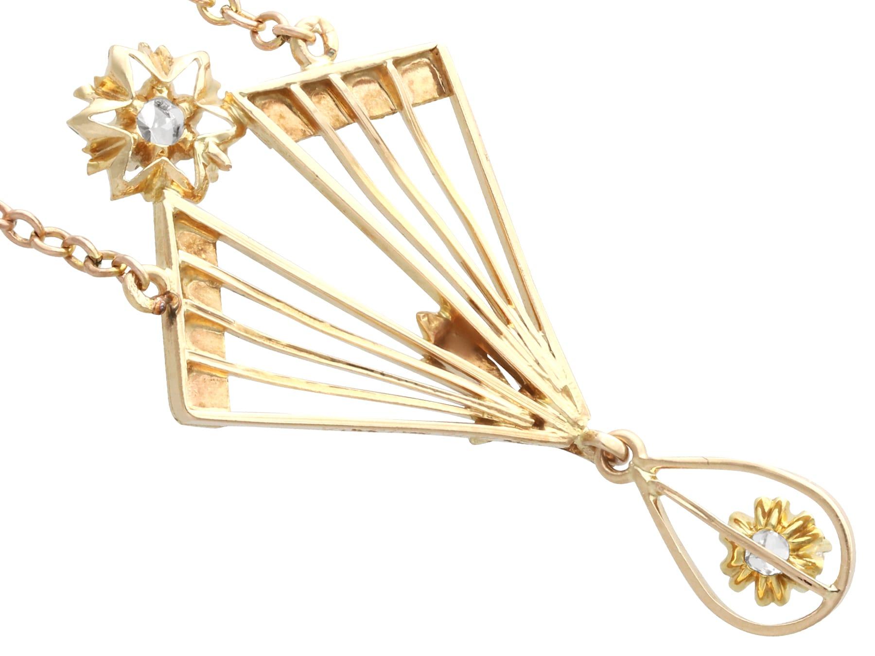 Women's or Men's Antique Art Deco Diamond and Yellow Gold Pendant For Sale