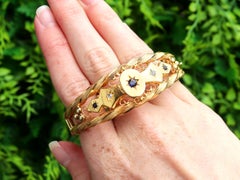 1900s Sapphire and Diamond Yellow Gold Bangle