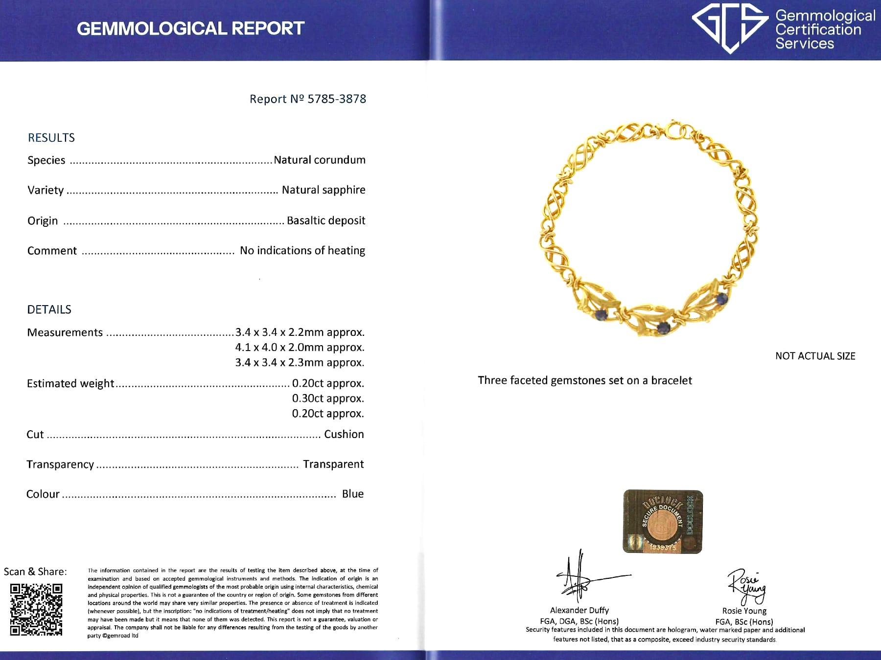 Bracelet ancien en saphir basaltique de 0,20 carat et or jaune 18k Circa 1925 en vente 10