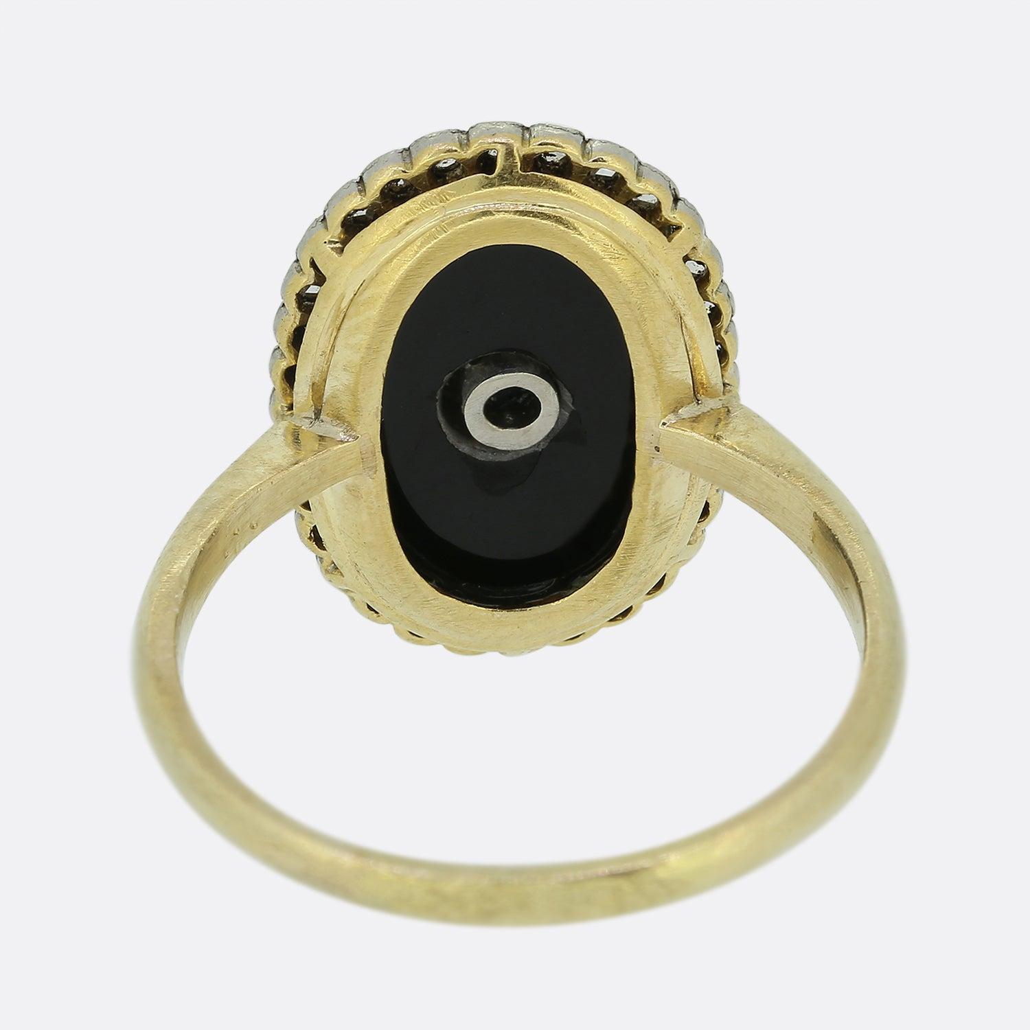 Edwardian Antique 0.20 Carat Diamond and Onyx Ring For Sale