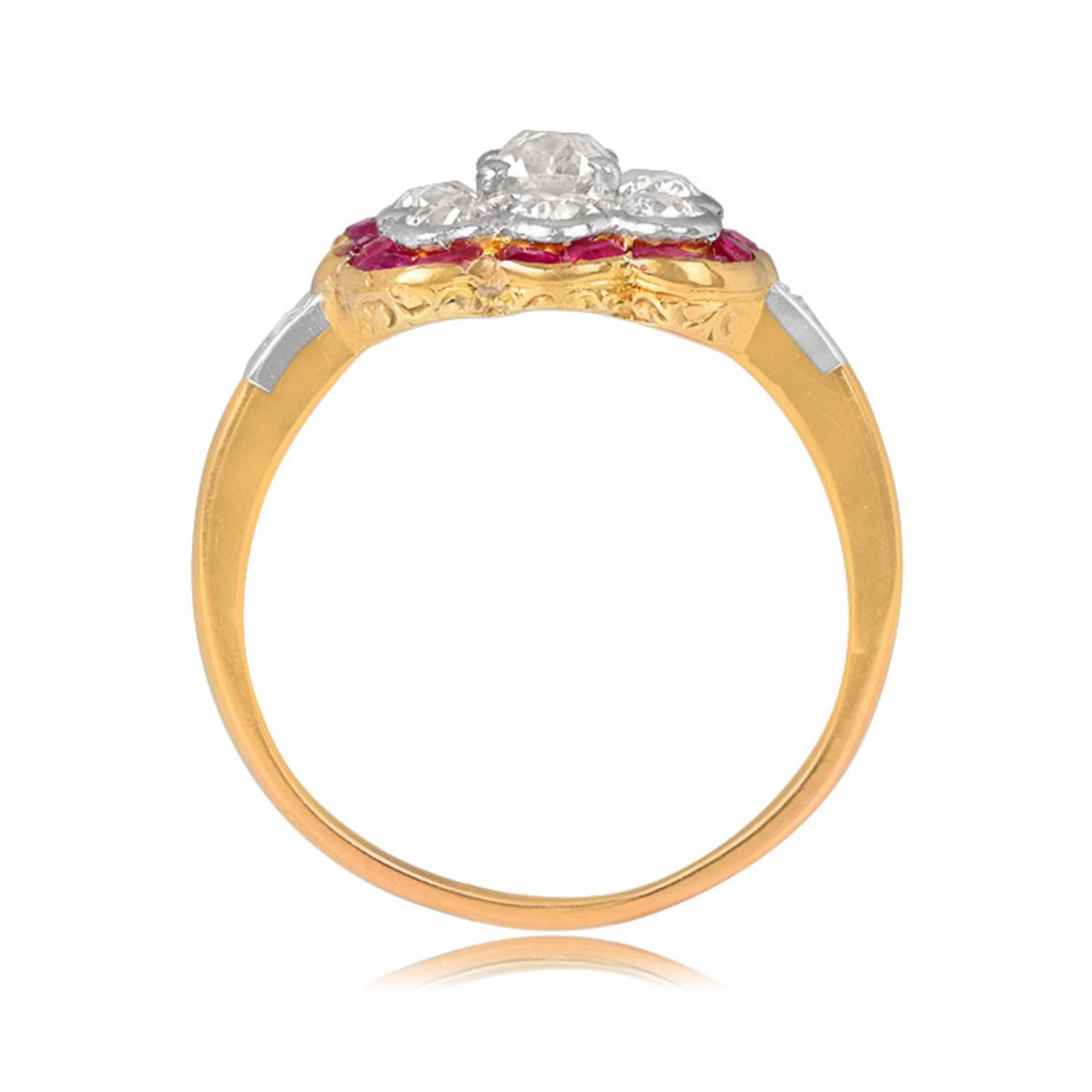 Edwardian Antique 0.20ct Antique Cushion Cut Diamond Cluster Ring, 18k Yellow Gold For Sale