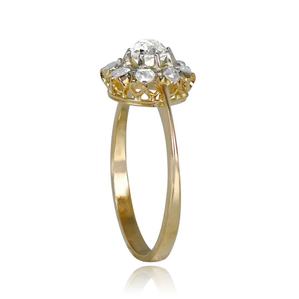 Edwardian Antique 0.20ct Antique Cushion Cut Diamond Cluster Ring, 18k Yellow Gold For Sale