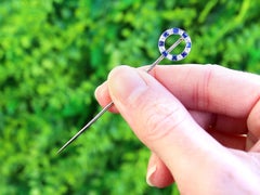Antique 0.24Ct Sapphire and 0.12Ct Diamond Platinum Pin Brooch Circa 1930