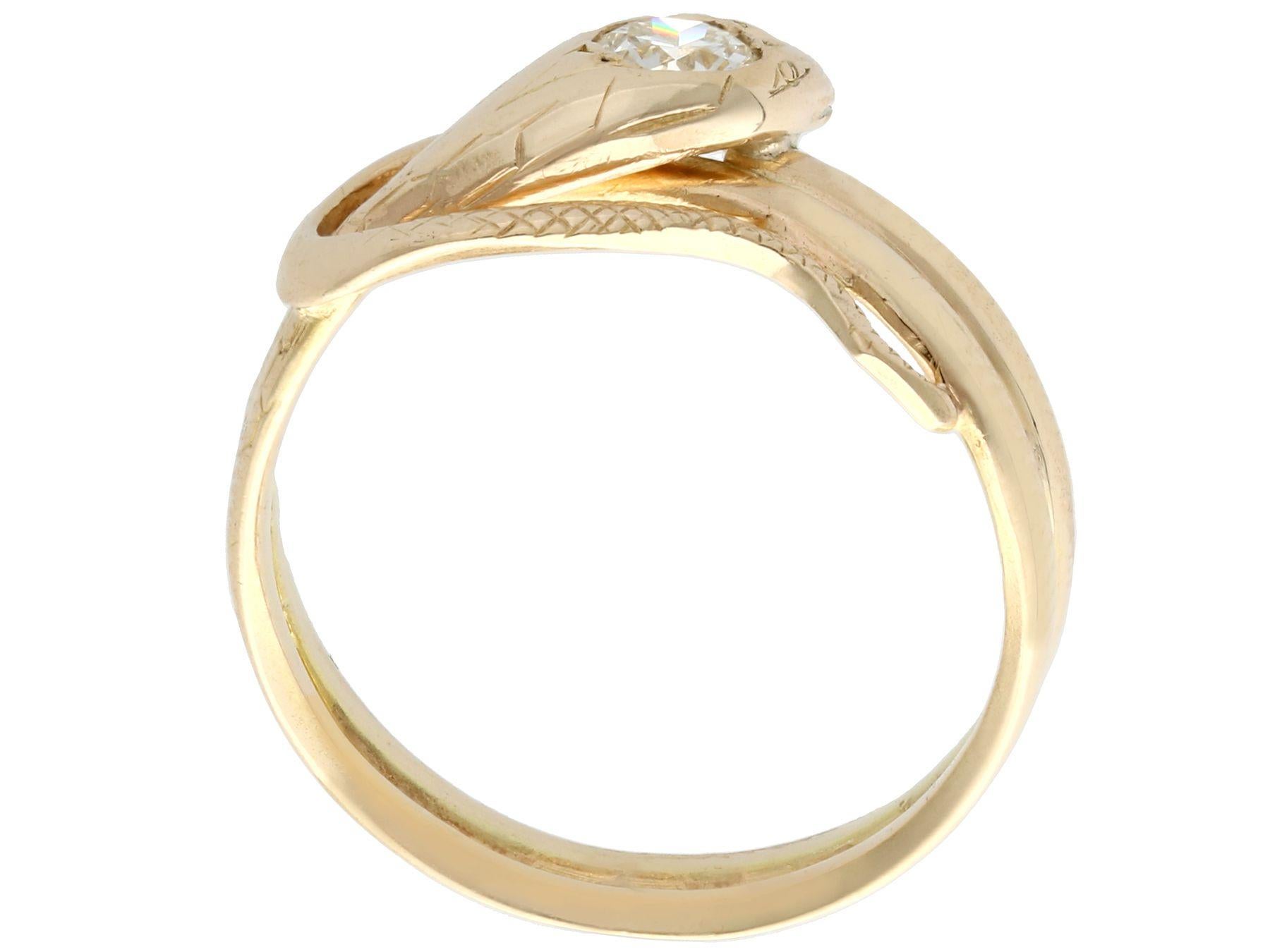 Victorian Antique Diamond and Yellow Gold Snake Ring