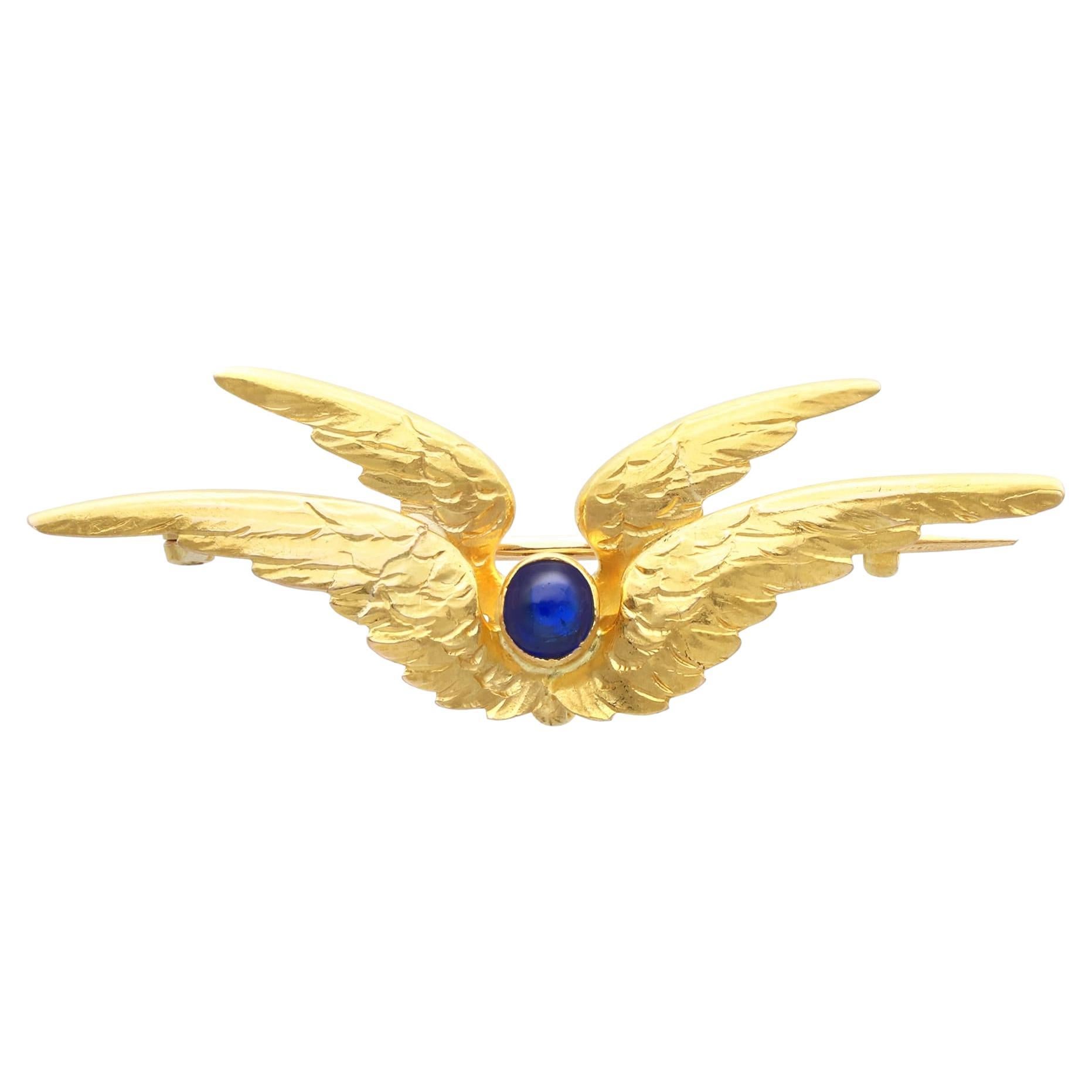 Antique 0.26 Carat Sapphire and 21k Yellow Gold Sweetheart Brooch, circa 1900