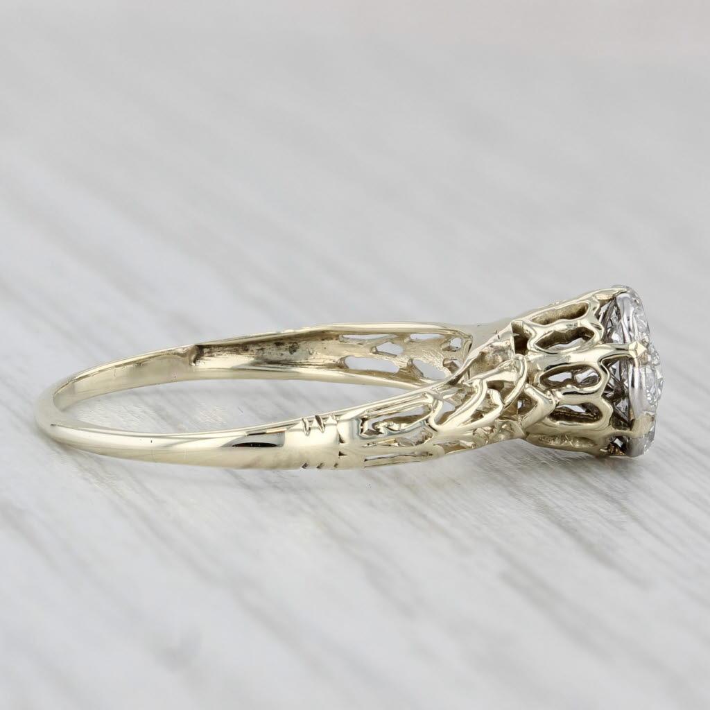 Gemstone Information:
- Natural Diamonds -
Total Carats - 0.26ctw
Cut - Round (Old European, Old Mine, Transitional)
Color - F - G
Clarity - VS2

Metal: 14k Yellow Gold (XRF tested)
Weight: 2.1 Grams 
Face Height: 7.3 mm 
Rise Above Finger: 8.4
