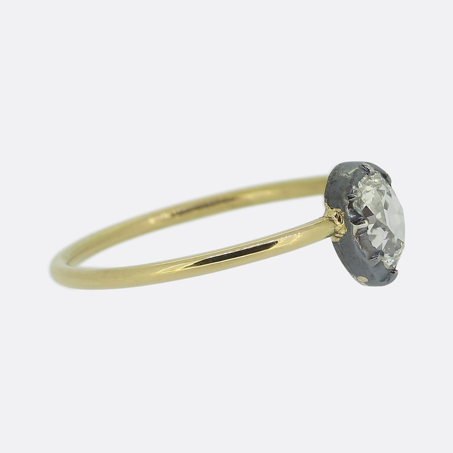 Antiker 0.30 Karat Diamant Solitär-Ring (Tropfenschliff) im Angebot
