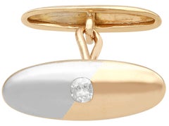 Antique 0.30ct Diamond Cufflinks in 12k Gold & Platinum, Circa 1930