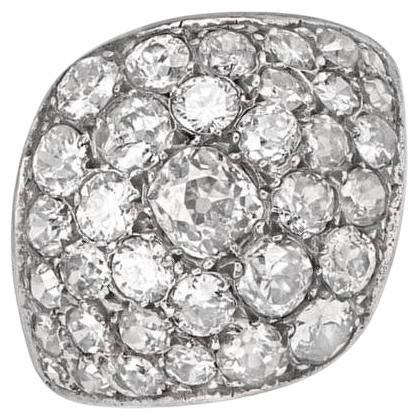 Antique 0.30ct Antique Cushion Cut Diamond Cluster Dome Ring, Silver For Sale