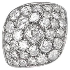 Antique 0.30ct Antique Cushion Cut Diamond Cluster Dome Ring, Silver