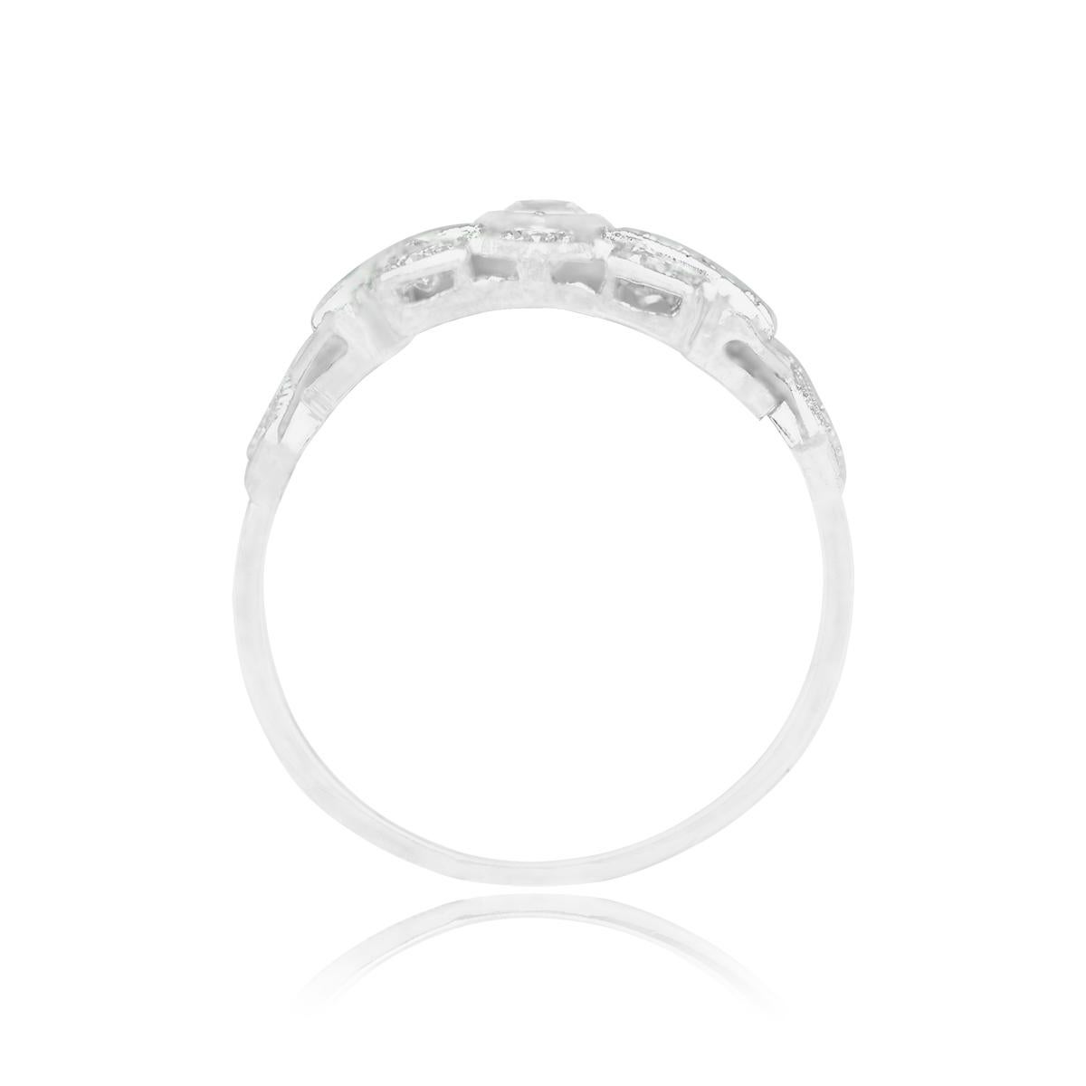 Art Deco Antique 0.30ct Marquise Cut Diamond Engagement Ring, I Color, Platinum