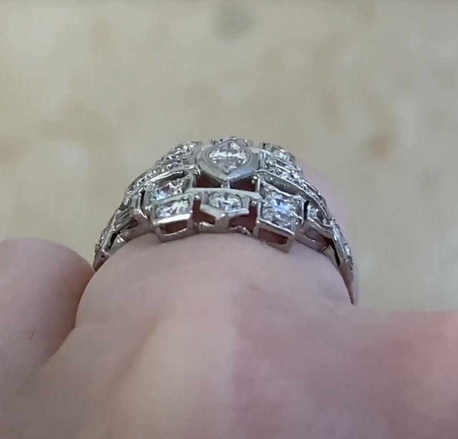 Antique 0.30ct Marquise Cut Diamond Engagement Ring, I Color, Platinum 2