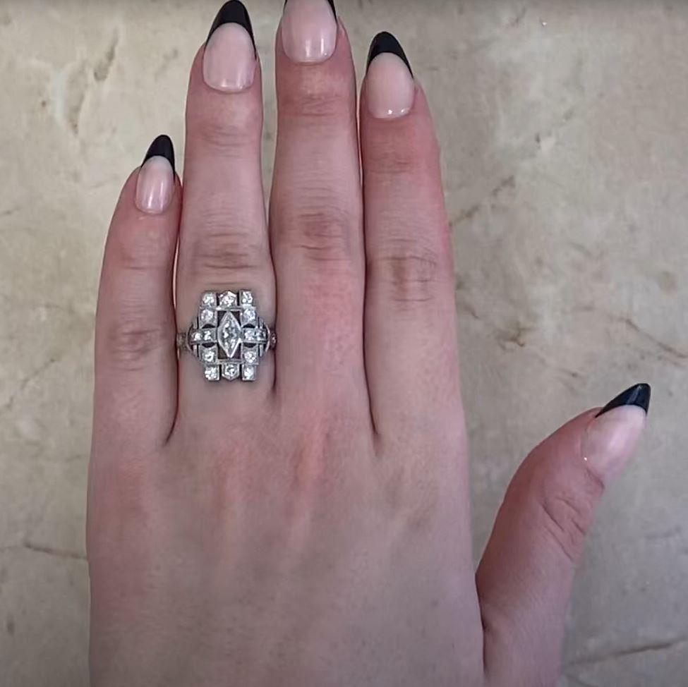 Antique 0.30ct Marquise Cut Diamond Engagement Ring, I Color, Platinum 3