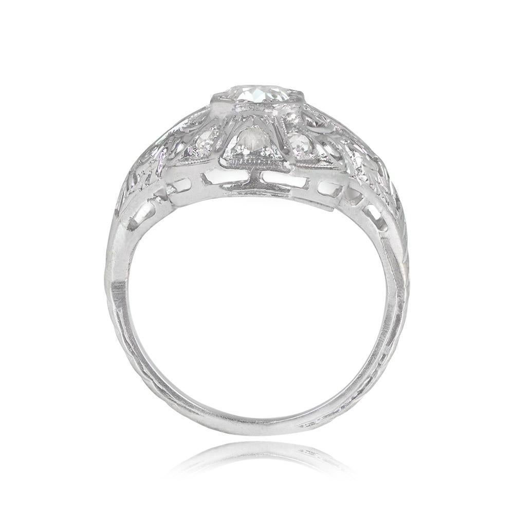 Antique 0.30ct Old European Cut Diamond Cocktail Ring, Platinum, Circa 1920 In Excellent Condition For Sale In New York, NY