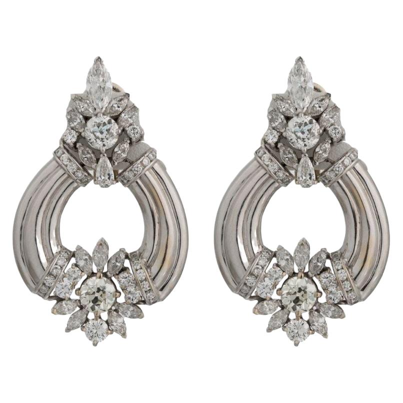 Antique 0.31 Carat with 2.50 Carat Total Carat Weight Diamond Drop Earring