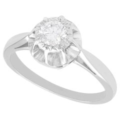 Bague de fiançailles solitaire ancienne en or blanc 18 carats et diamants 0,33 carat