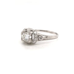 Antique 0.35 Carat Platinum Diamond Ring