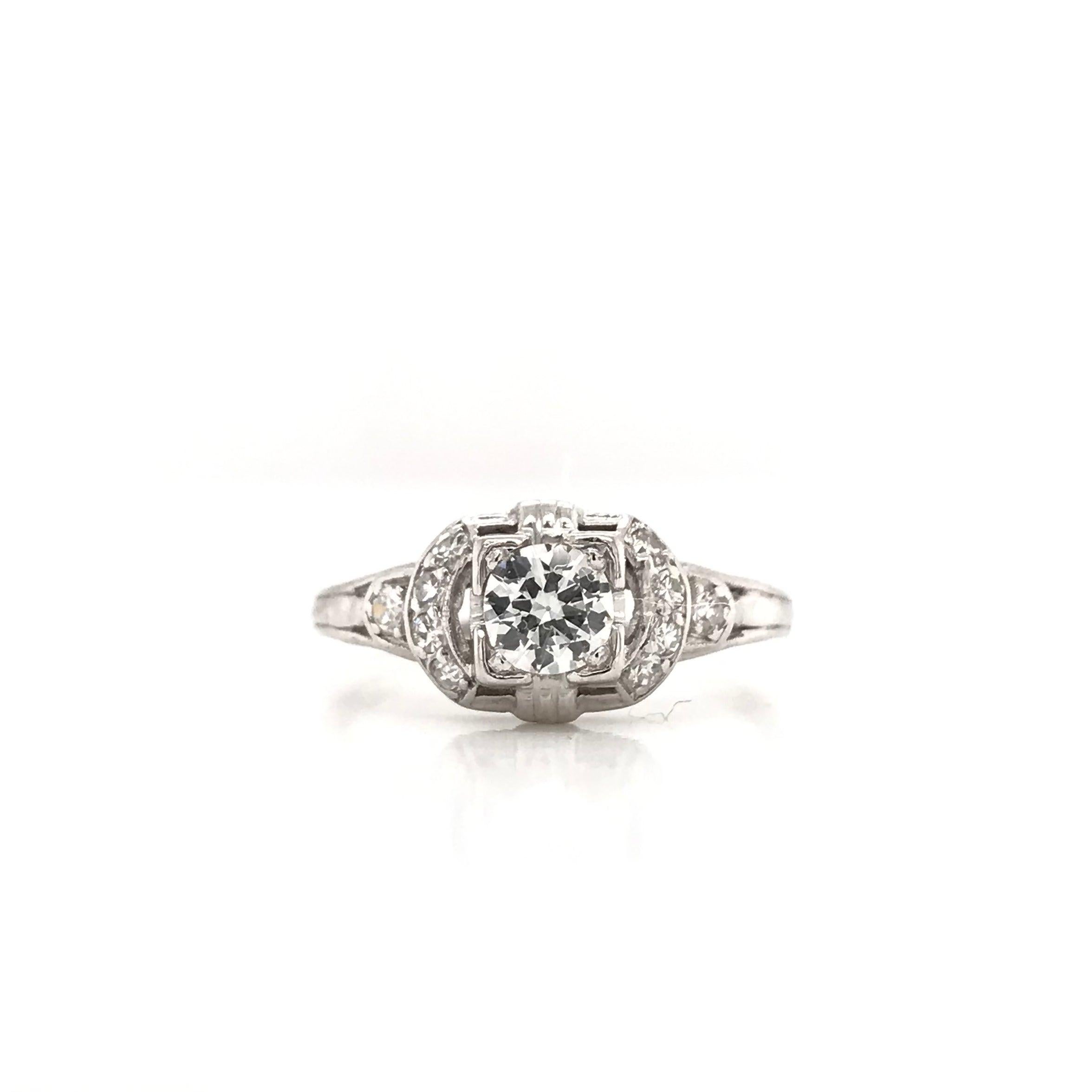 Art Deco Antique 0.35 Carat Platinum Diamond Ring For Sale